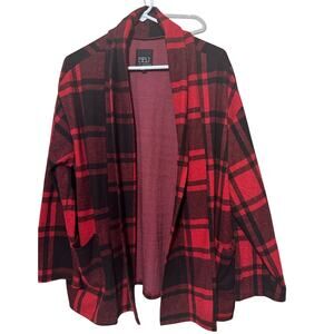 BBJ LA Flannel jacket Checkered Plaid Oversized open cardigan red black sz M